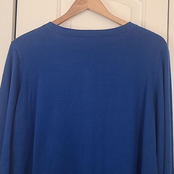 Quacker Factory Royal Blue Sequin Embellished Polka Dot Button Cardigan Size XL - Picture 6 of 10